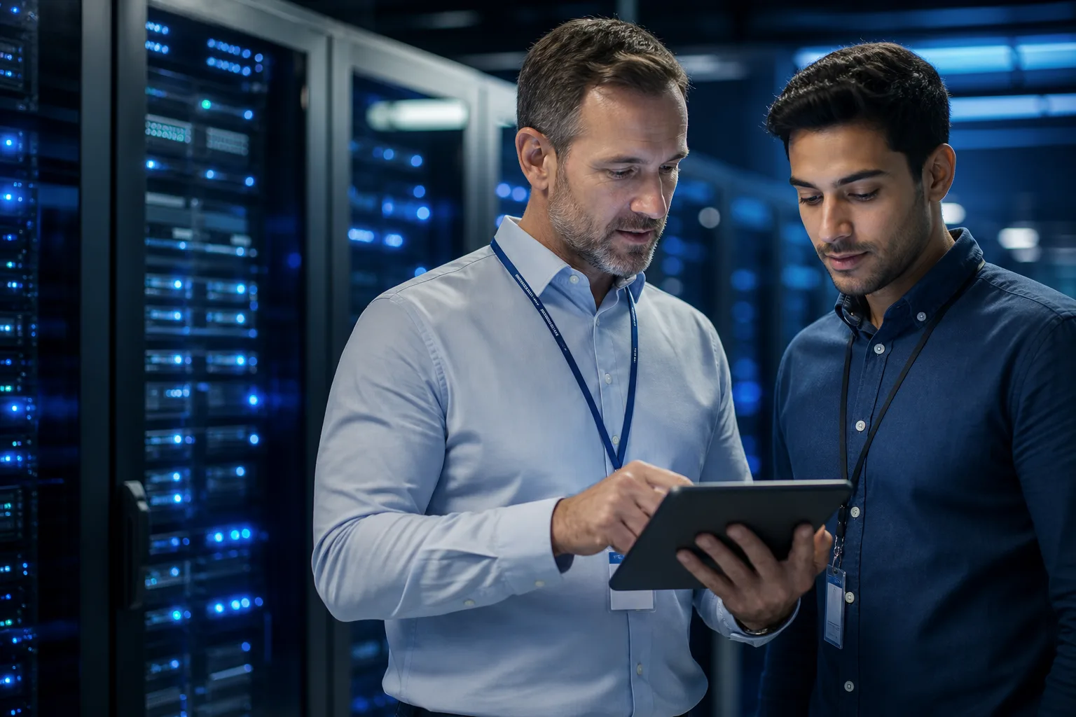 ScaleView cloud engineers reviewing infrastructure in a data center